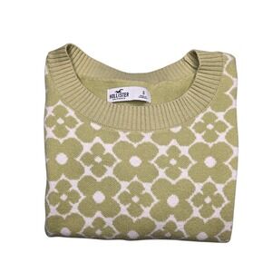 Womens Hollister Light Green Floral  Knit Crop Top‎ S